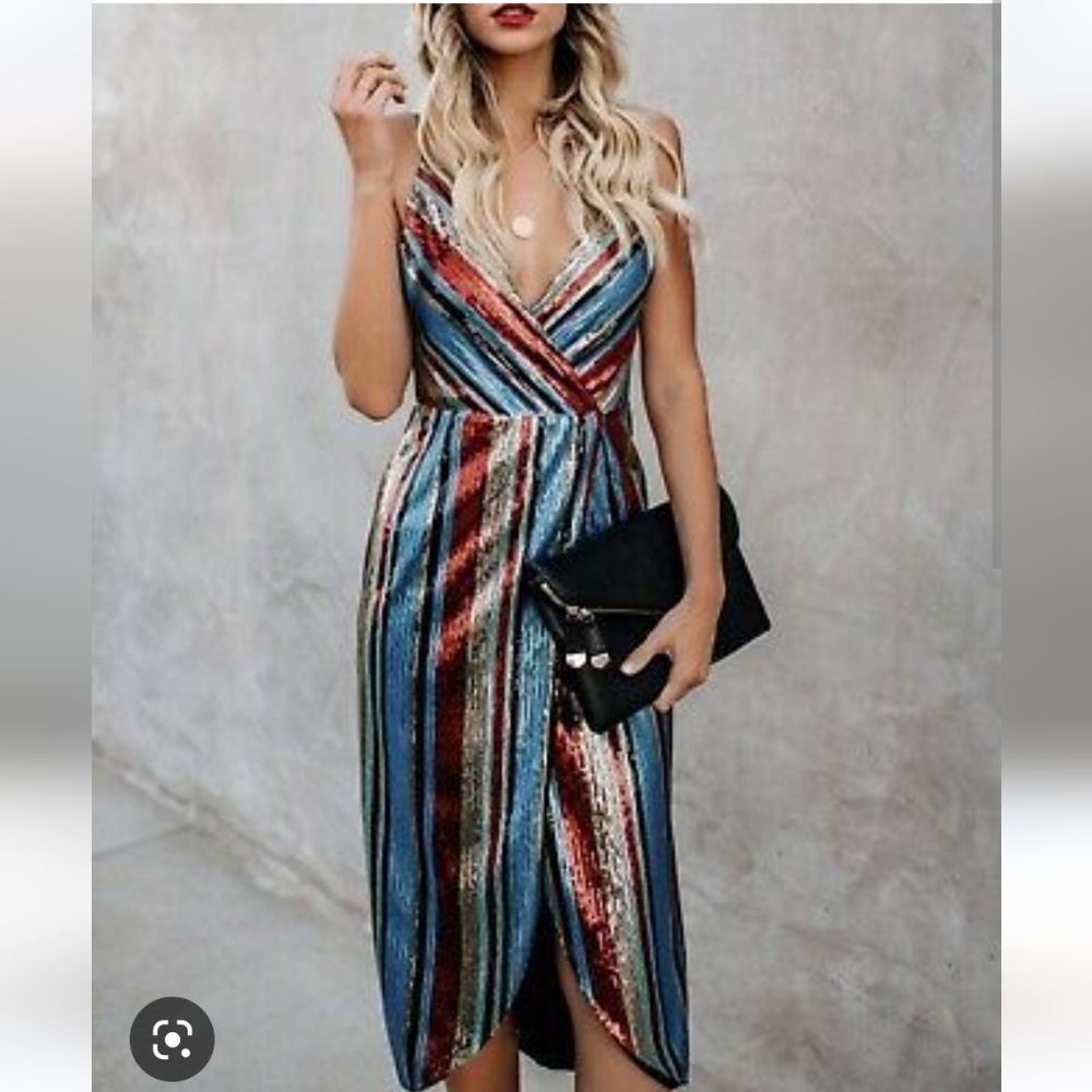 Vici Vibrant Striped Midi Dress